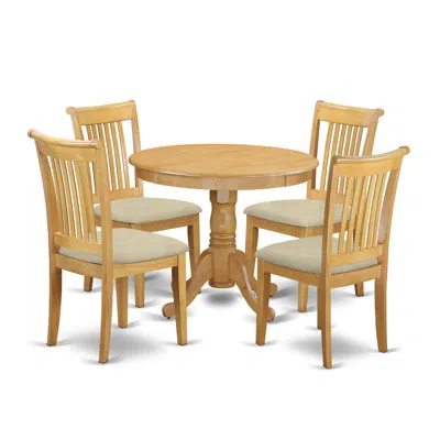 East West Furniture Dining Room Set Oak, Anpo5-oak-c In Brown