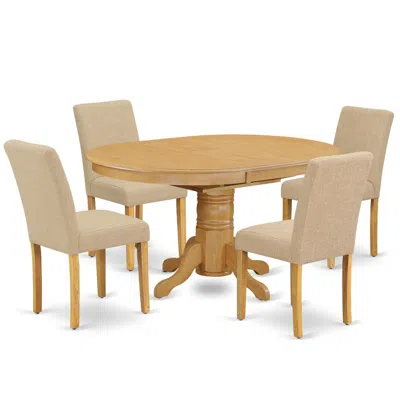 East West Furniture Dining Room Set Oak, Avab5-oak-04 In Brown