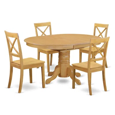 East West Furniture Dining Room Set Oak, Avbo5-oak-w In Brown