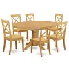 East West Furniture Dining Room Set Oak, Avbo7-oak-w In Brown