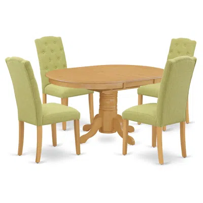 East West Furniture Dining Room Set Oak, Avce5-oak-07