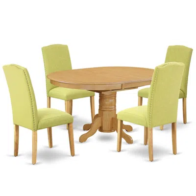 East West Furniture Dining Room Set Oak, Aven5-oak-07
