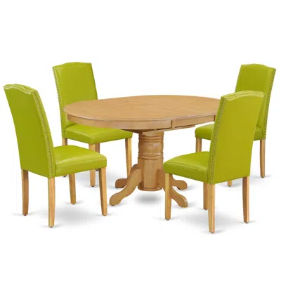 East West Furniture Dining Room Set Oak, Aven5-oak-51