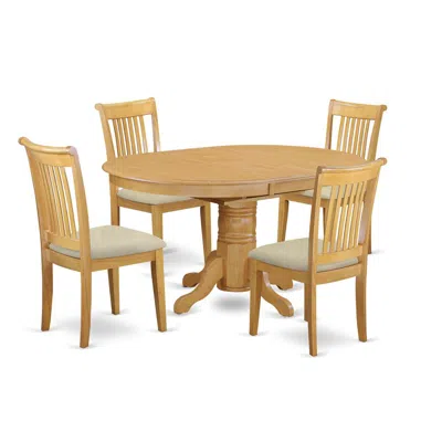 East West Furniture Dining Room Set Oak, Avpo5-oak-c In Brown