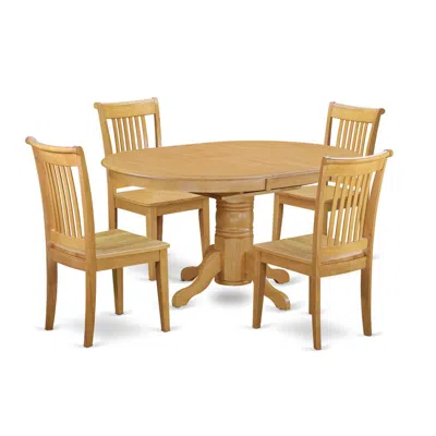 East West Furniture Dining Room Set Oak, Avpo5-oak-w In Brown