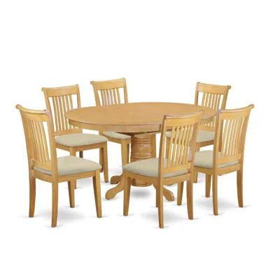 East West Furniture Dining Room Set Oak, Avpo7-oak-c In Brown