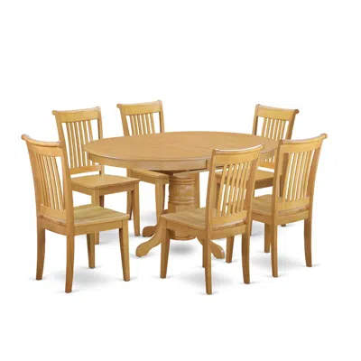 East West Furniture Dining Room Set Oak, Avpo7-oak-w In Brown