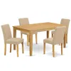 East West Furniture Dining Room Set Oak, Caab5-oak-04 In Brown