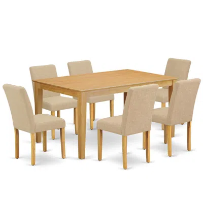 East West Furniture Dining Room Set Oak, Caab7-oak-04 In Neutral