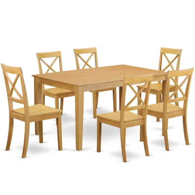 East West Furniture Dining Room Set Oak, Cabo7-oak-w In Brown