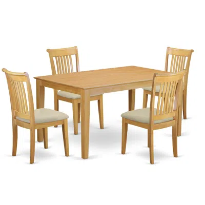 East West Furniture Dining Room Set Oak, Capo5-oak-c In Brown