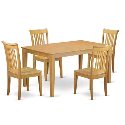 East West Furniture Dining Room Set Oak, Capo5-oak-w In Brown