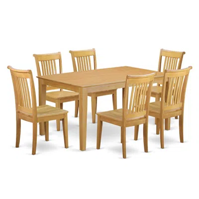 East West Furniture Dining Room Set Oak, Capo7-oak-w In Yellow