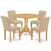 East West Furniture Dining Room Set Oak, Dlab5-oak-04