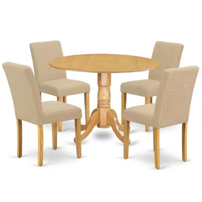 East West Furniture Dining Room Set Oak, Dlab5-oak-04 In Black