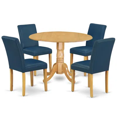 East West Furniture Dining Room Set Oak, Dlab5-oak-55 In Brown