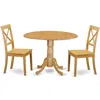 East West Furniture Dining Room Set Oak, Dlbo3-oak-w