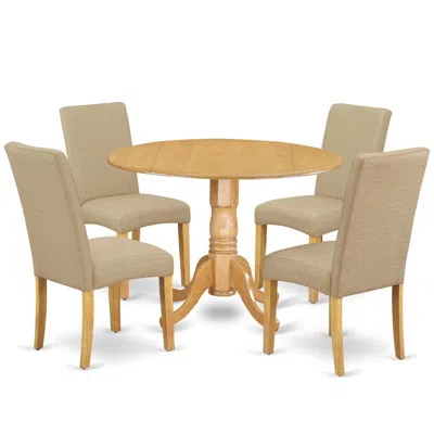 East West Furniture Dining Room Set Oak, Dldr5-oak-16 In Black