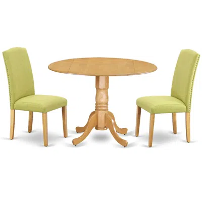 East West Furniture Dining Room Set Oak, Dlen3-oak-07 In Multi