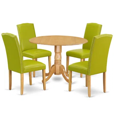 East West Furniture Dining Room Set Oak, Dlen5-oak-51 In Green