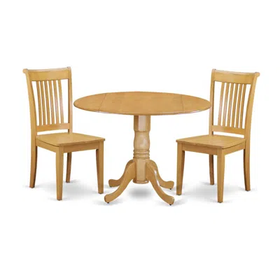 East West Furniture Dining Room Set Oak, Dlpo3-oak-w