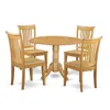 East West Furniture Dining Room Set Oak, Dlpo5-oak-w