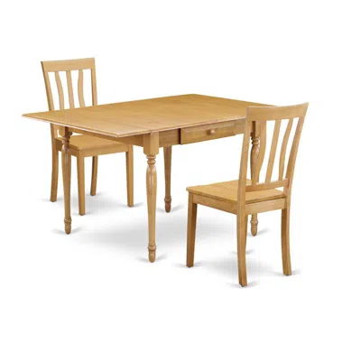 East West Furniture Dining Room Set Oak, Mzan3-oak-w In Brown