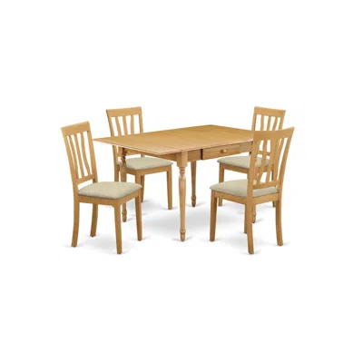 East West Furniture Dining Room Set Oak, Mzan5-oak-c