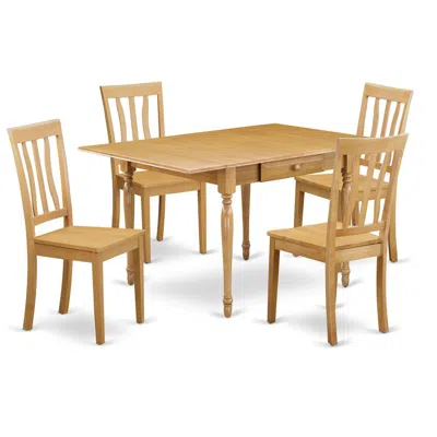 East West Furniture Dining Room Set Oak, Mzan5-oak-w