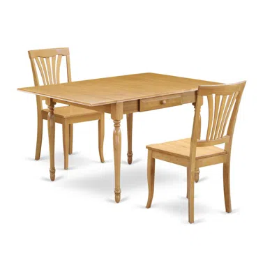 East West Furniture Dining Room Set Oak, Mzav3-oak-w