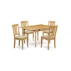 East West Furniture Dining Room Set Oak, Mzav5-oak-c