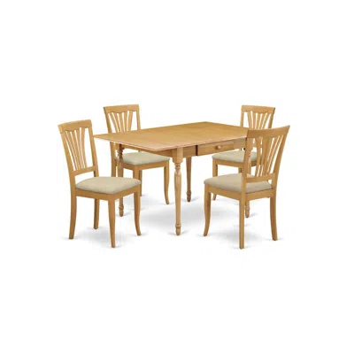 East West Furniture Dining Room Set Oak, Mzav5-oak-c In Brown