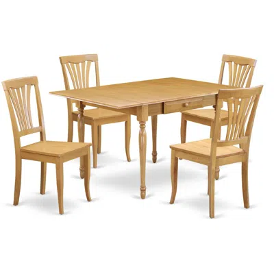 East West Furniture Dining Room Set Oak, Mzav5-oak-w In Brown