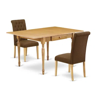 East West Furniture Dining Room Set Oak, Mzbr3-oak-18