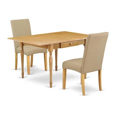 East West Furniture Dining Room Set Oak, Mzdr3-oak-16