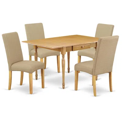 East West Furniture Dining Room Set Oak, Mzdr5-oak-16