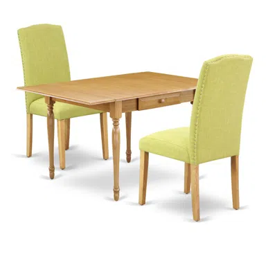 East West Furniture Dining Room Set Oak, Mzen3-oak-07 In Green