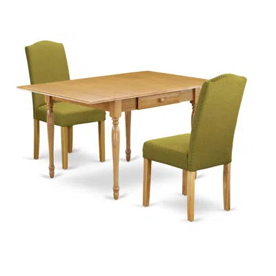 East West Furniture Dining Room Set Oak, Mzen3-oak-08 In Green
