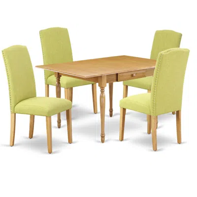 East West Furniture Dining Room Set Oak, Mzen5-oak-07 In Brown