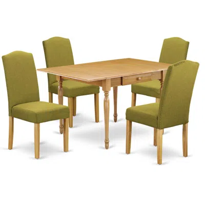East West Furniture Dining Room Set Oak, Mzen5-oak-08