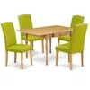 East West Furniture Dining Room Set Oak, Mzen5-oak-51