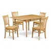 East West Furniture Dining Room Set Oak, Mzgr5-oak-w In Brown