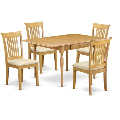 East West Furniture Dining Room Set Oak, Mzpo5-oak-c