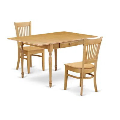 East West Furniture Dining Room Set Oak, Mzva3-oak-w In Brown