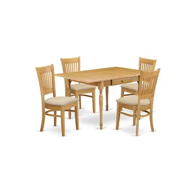East West Furniture Dining Room Set Oak, Mzva5-oak-c In Brown