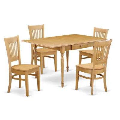 East West Furniture Dining Room Set Oak, Mzva5-oak-w In Brown
