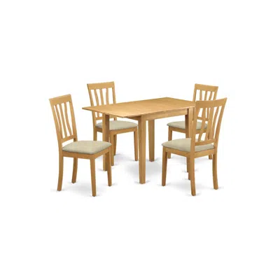 East West Furniture Dining Room Set Oak, Ndan5-oak-c In Brown