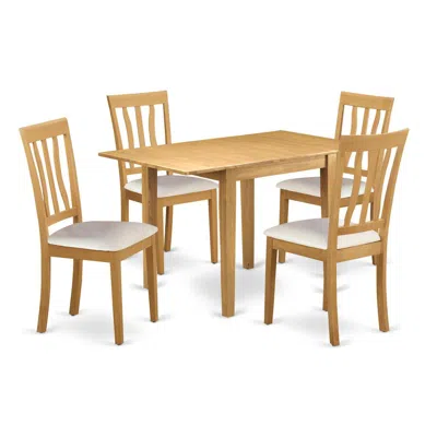 East West Furniture Dining Room Set Oak, Ndan5-oak-lc In Neutral