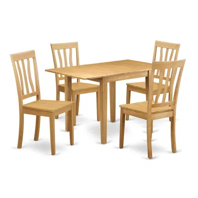 East West Furniture Dining Room Set Oak, Ndan5-oak-w In Brown