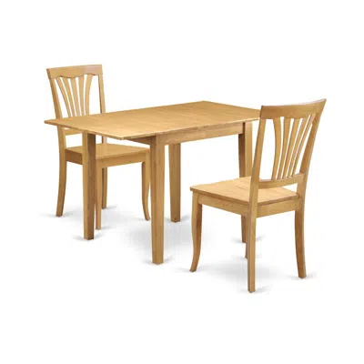 East West Furniture Dining Room Set Oak, Ndav3-oak-w